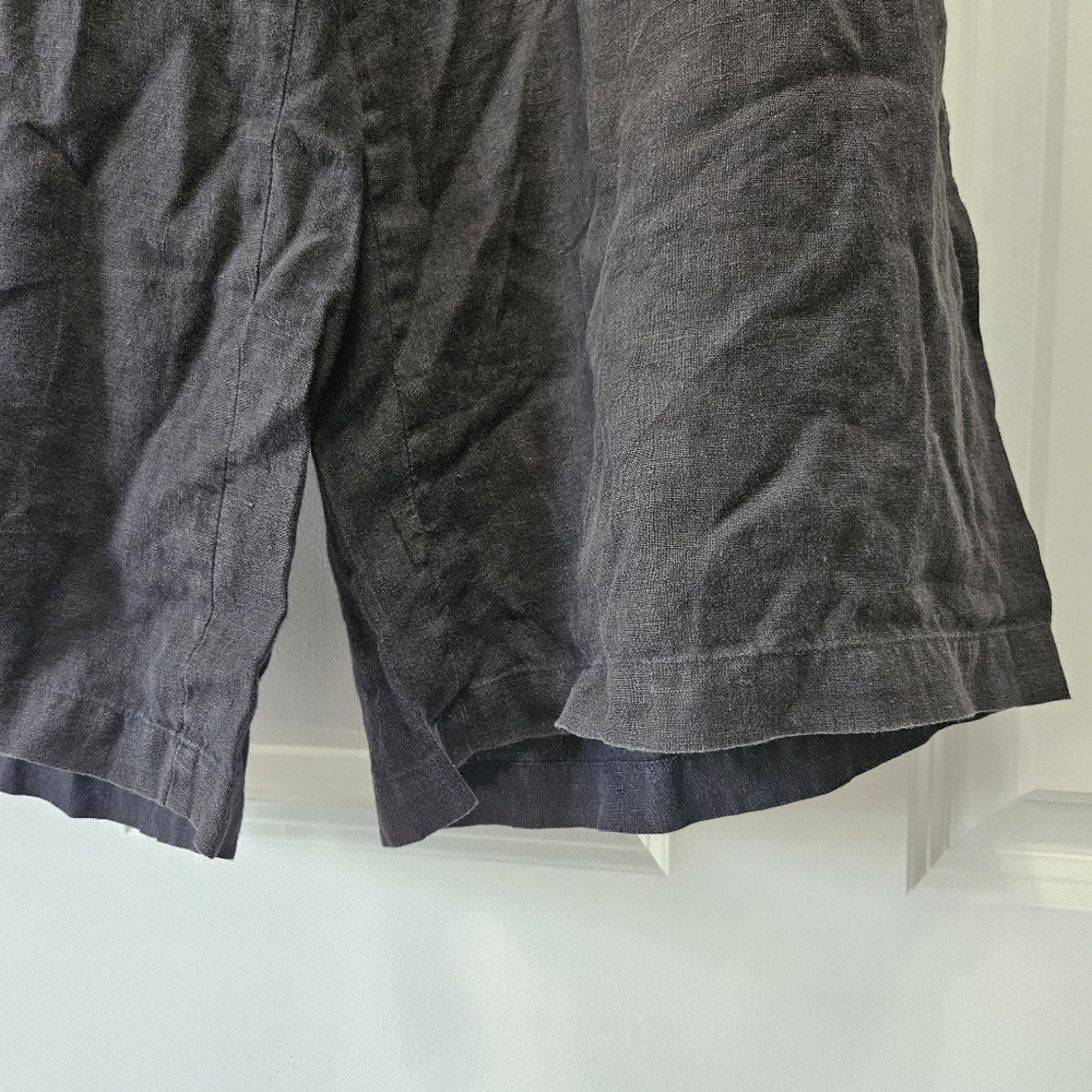Chic Black Wide-Leg FLAX 100% LINEN Trousers - Picture 6 of 12